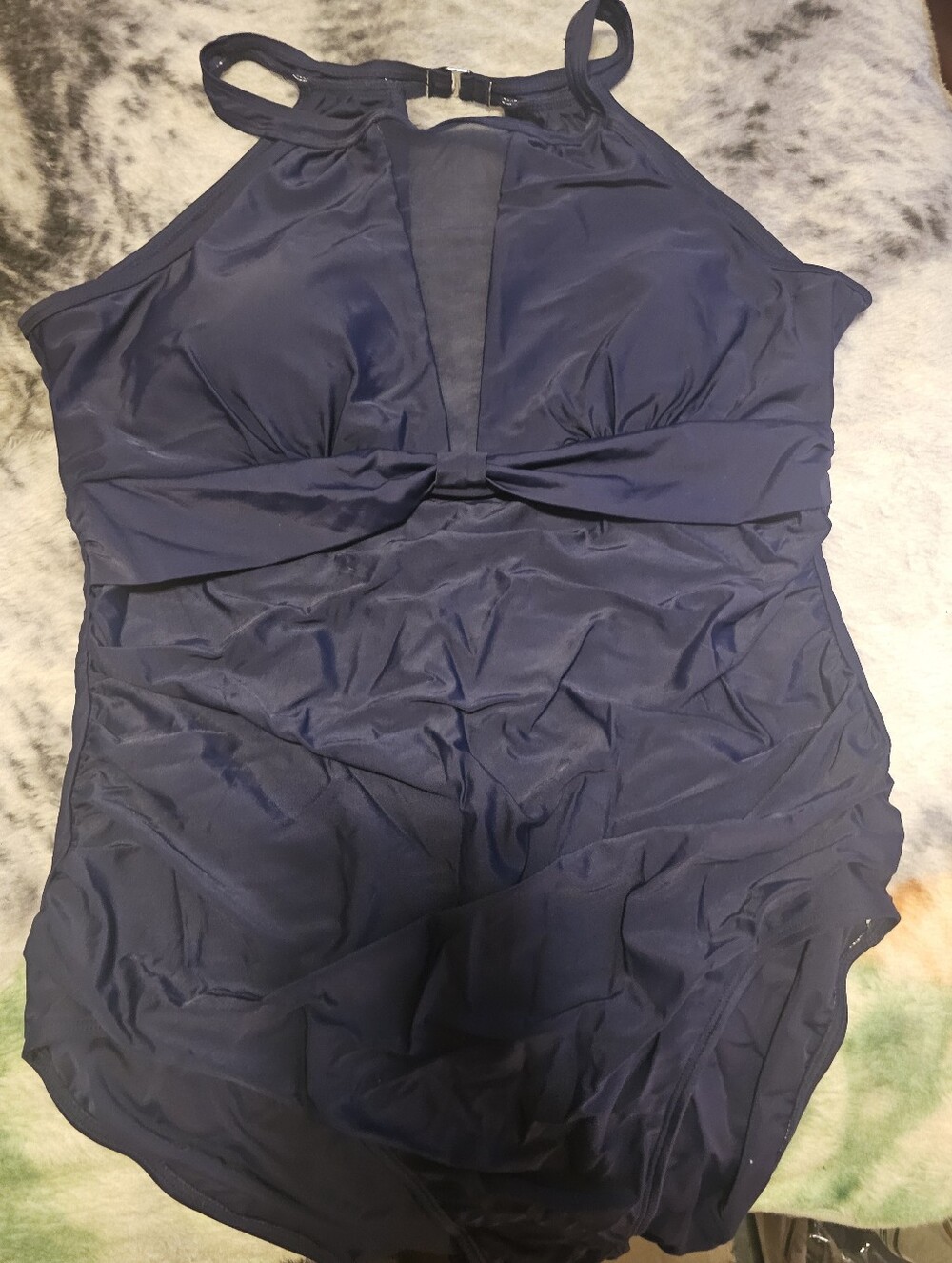 Navy One-Piece Swimsuit - Classic Halter Style